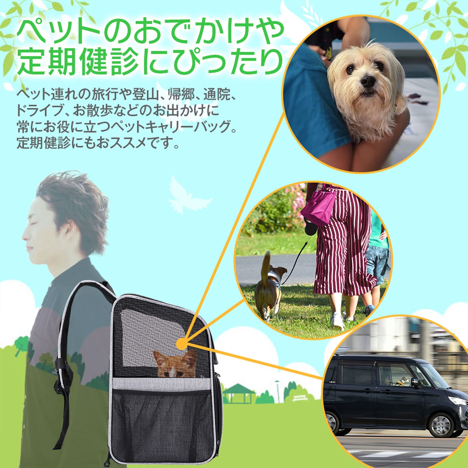 Amazon.co.jp: ペット 犬 猫 リュック ペットキャリーバック メッシュ